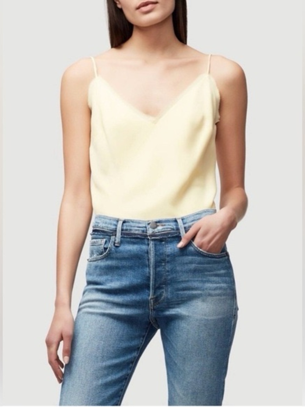 Frame Satin Lounge Tank in Yellow